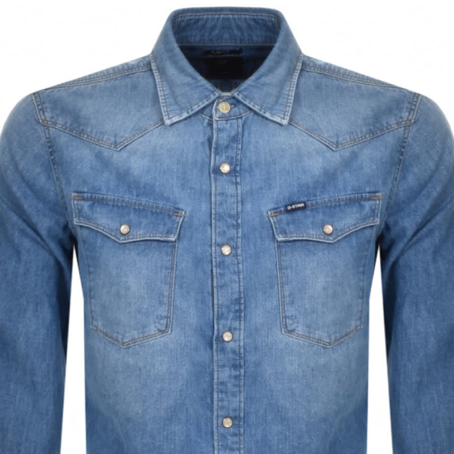 Alternative Image for ProductG Star Raw Slim 3301 Long Sleeved Shirt Blue2